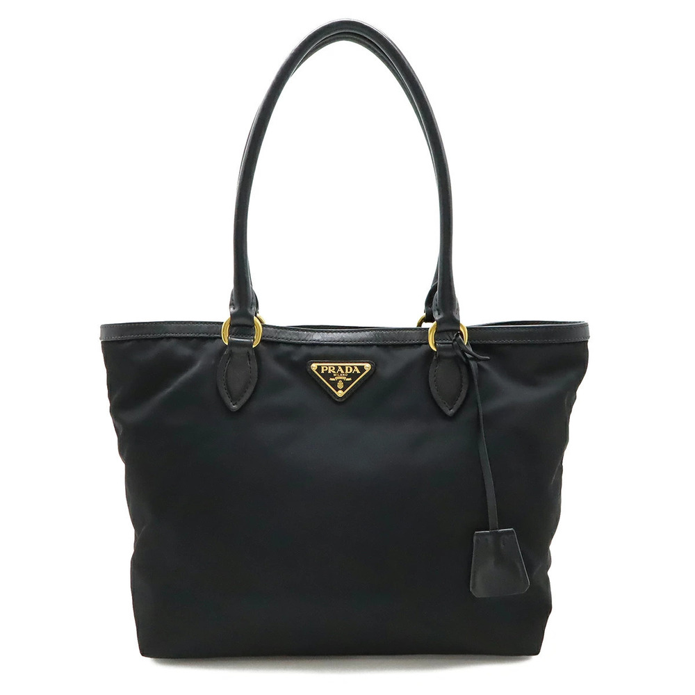 Prada Triangle Tote Tessuto Saffiano Bag Shoulder Hobo Leather Black Nero Black